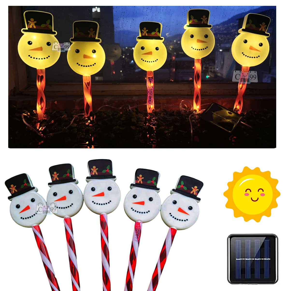 Luces™ |Muñecos De Nieve Navidad Solar Copos De Nieve +Envío Gratis